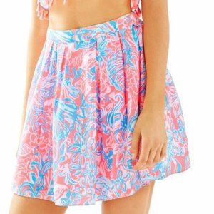 Lilly Pulitzer Selina Neon Pink Floral Logo Skirt